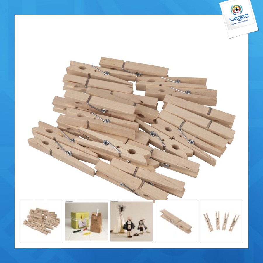 Pince à linge bois, 72mm, 24 pièces