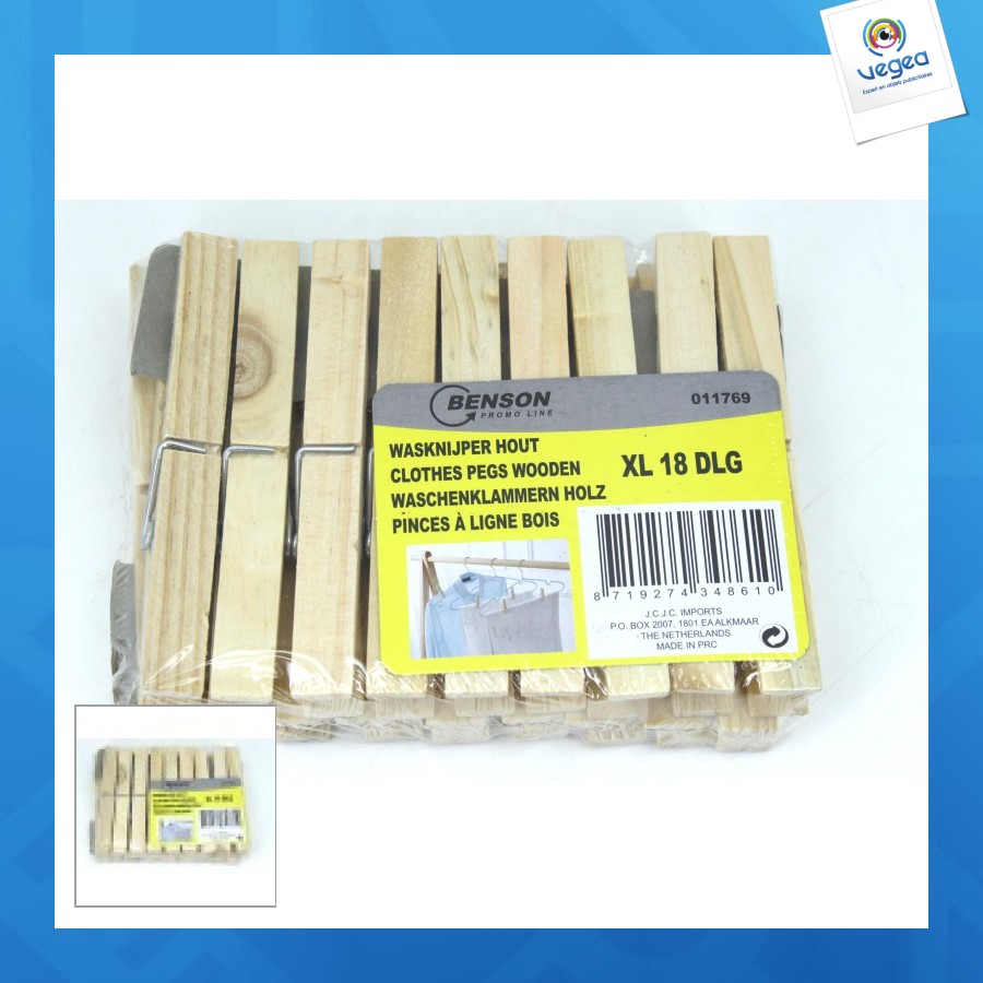 Pinces à linge en bois xl 18 pièces
