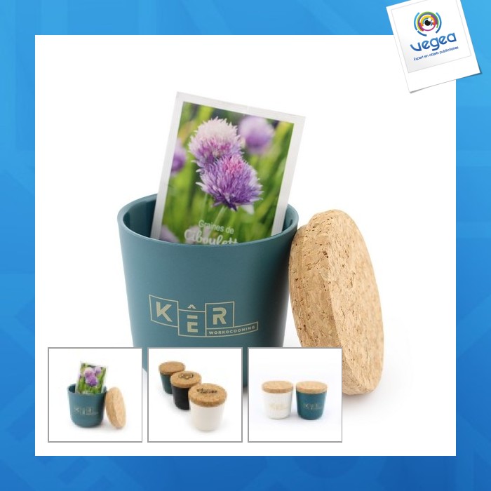 Planting kit bamboo pot with cork lid