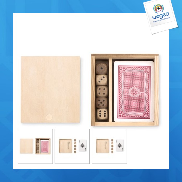 Playing cards and 5 dice