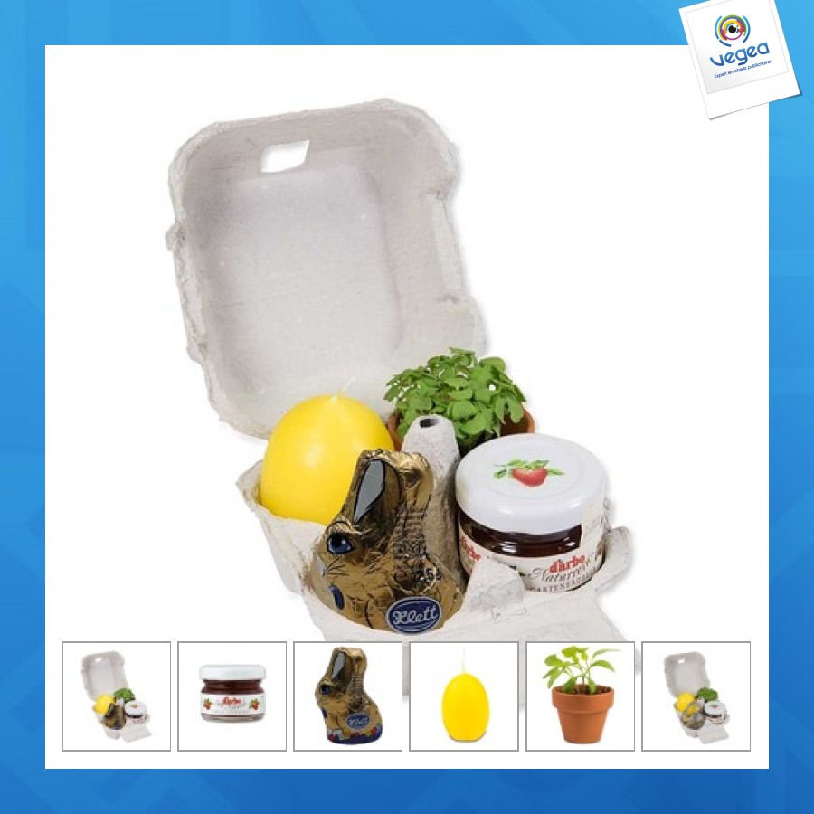 Pleasure in a box - with planting set, mini terracotta pot, egg candle, mini jam pot, chocolate bunny