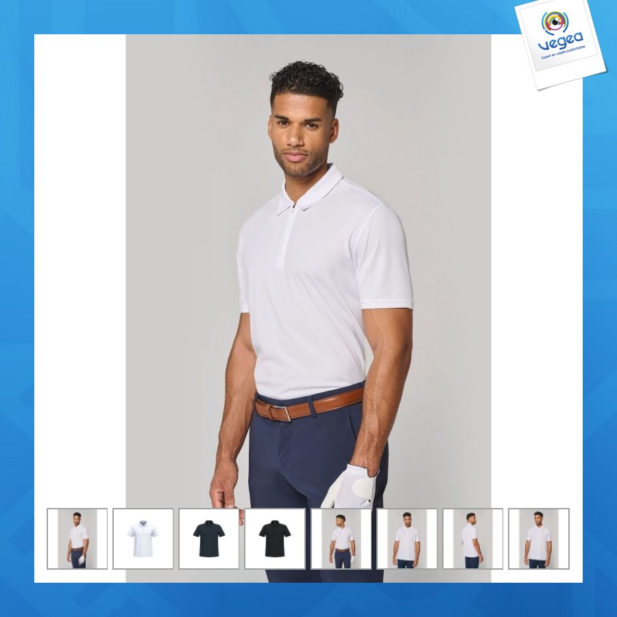 Polo de sport col 1/4 zip homme