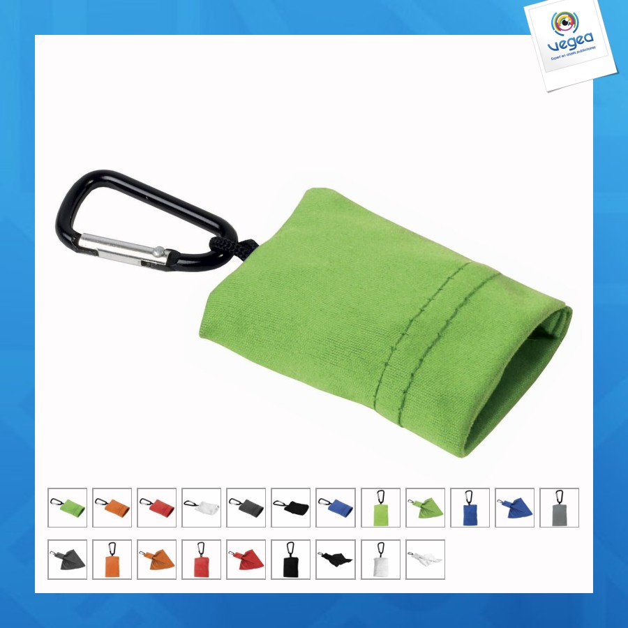 Porte-clés à mousqueton avec chiffon en microfibre pour nettoyage de lunettes 15x15cm