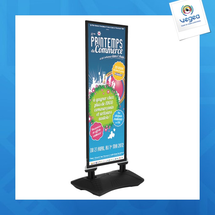 Poster panel h.152 x l.56 cm black + base lest. black