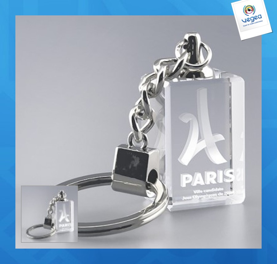 Rectangular glass key ring 