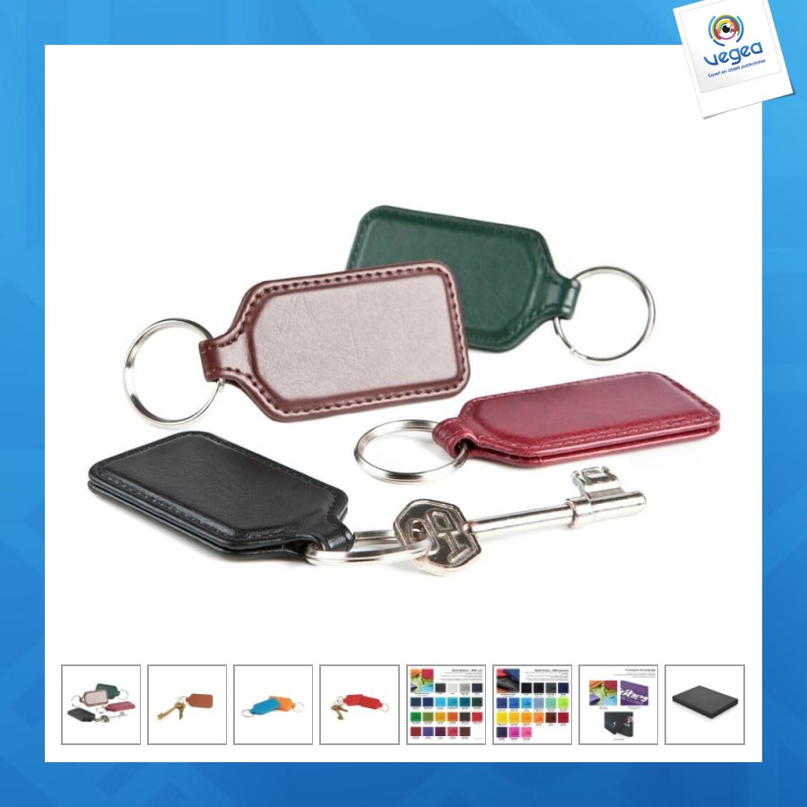Rectangular leather key ring 