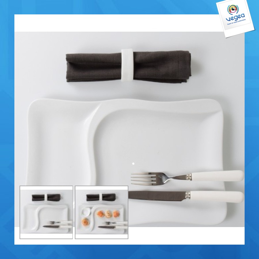 Rectangular plate with 2 compartments