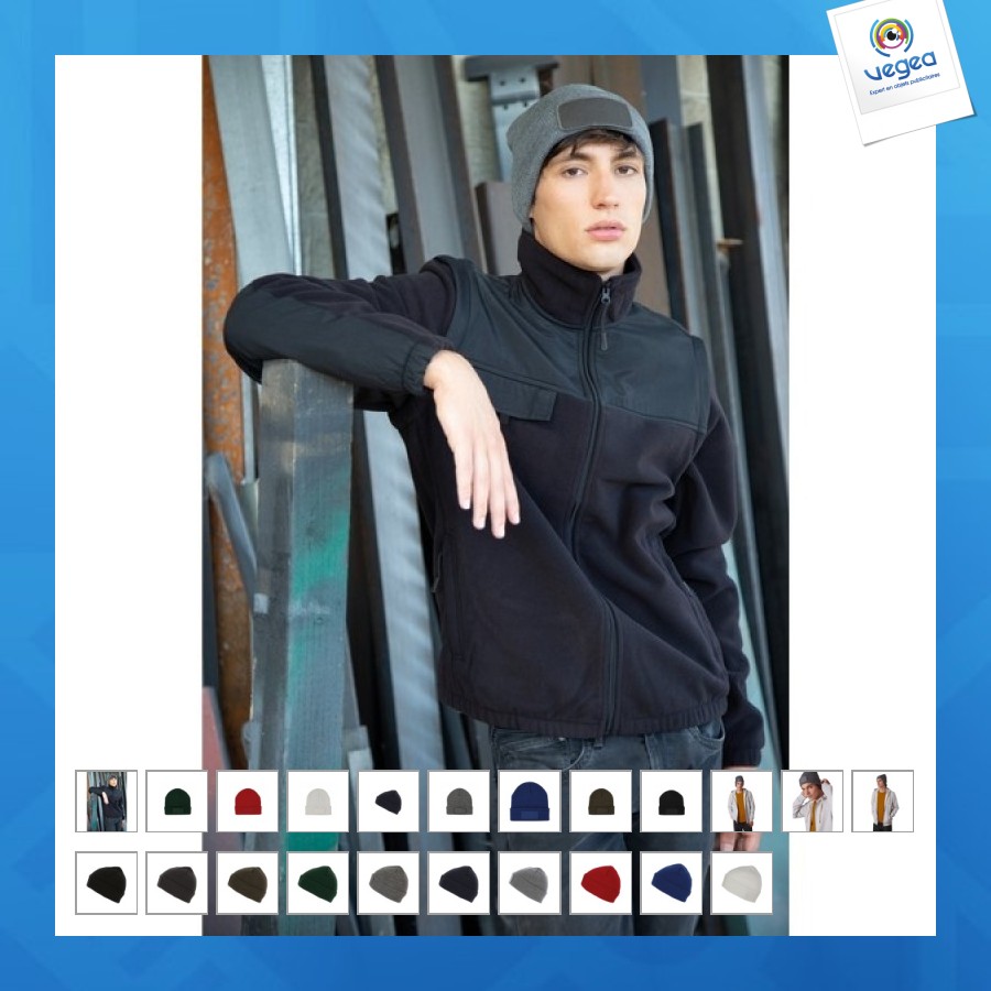 Recycled beanie with patch and thinsulate lining