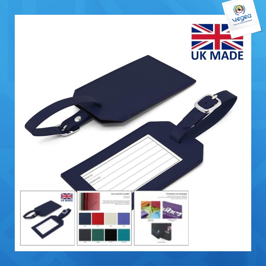 Recycled leather luggage tag