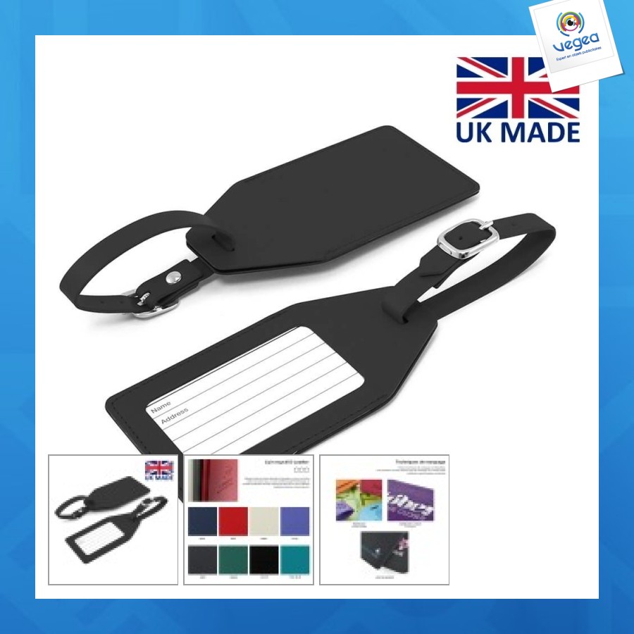Recycled leather luggage tag