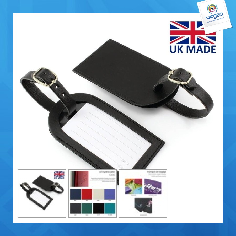 Recycled leather luggage tag