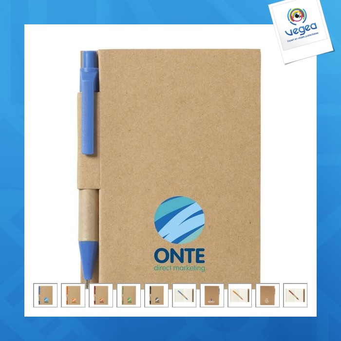 Recycled notepad with hard cover pen