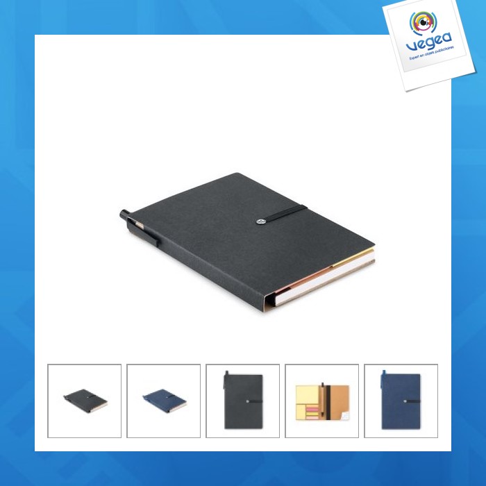 Recycled ruled notebook and pen