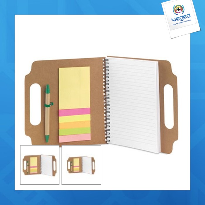 Repositionable notepad with pen and bookmarks