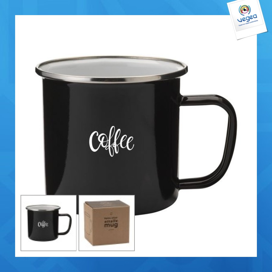 Retro silver enamel mug