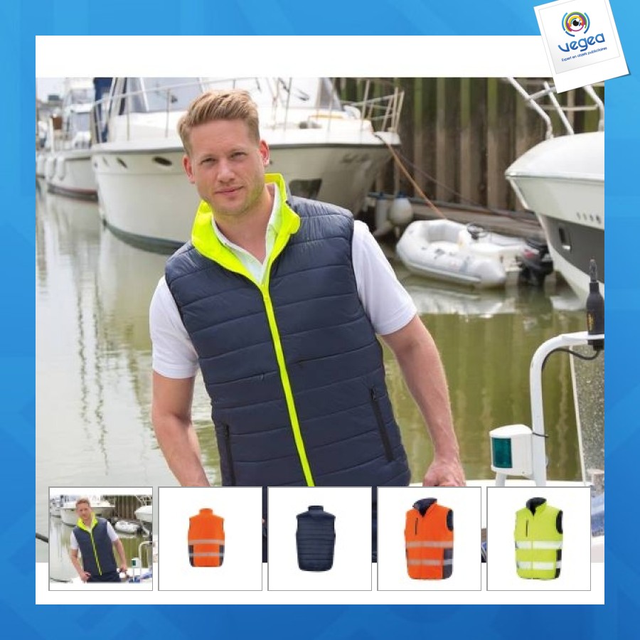 Reversible soft padded safety gilet - reversible bodywarmer