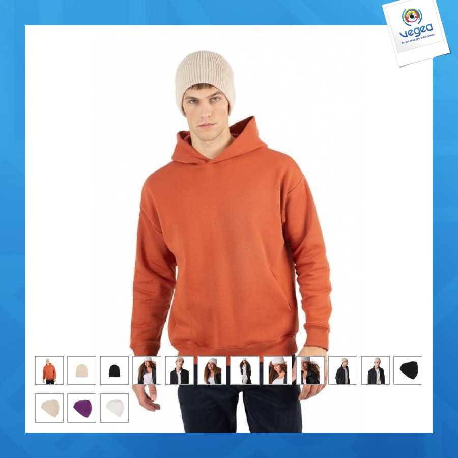 Ribbed beanie with lapel