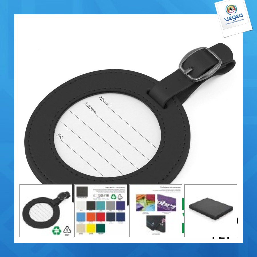 Round luggage tag in rpet