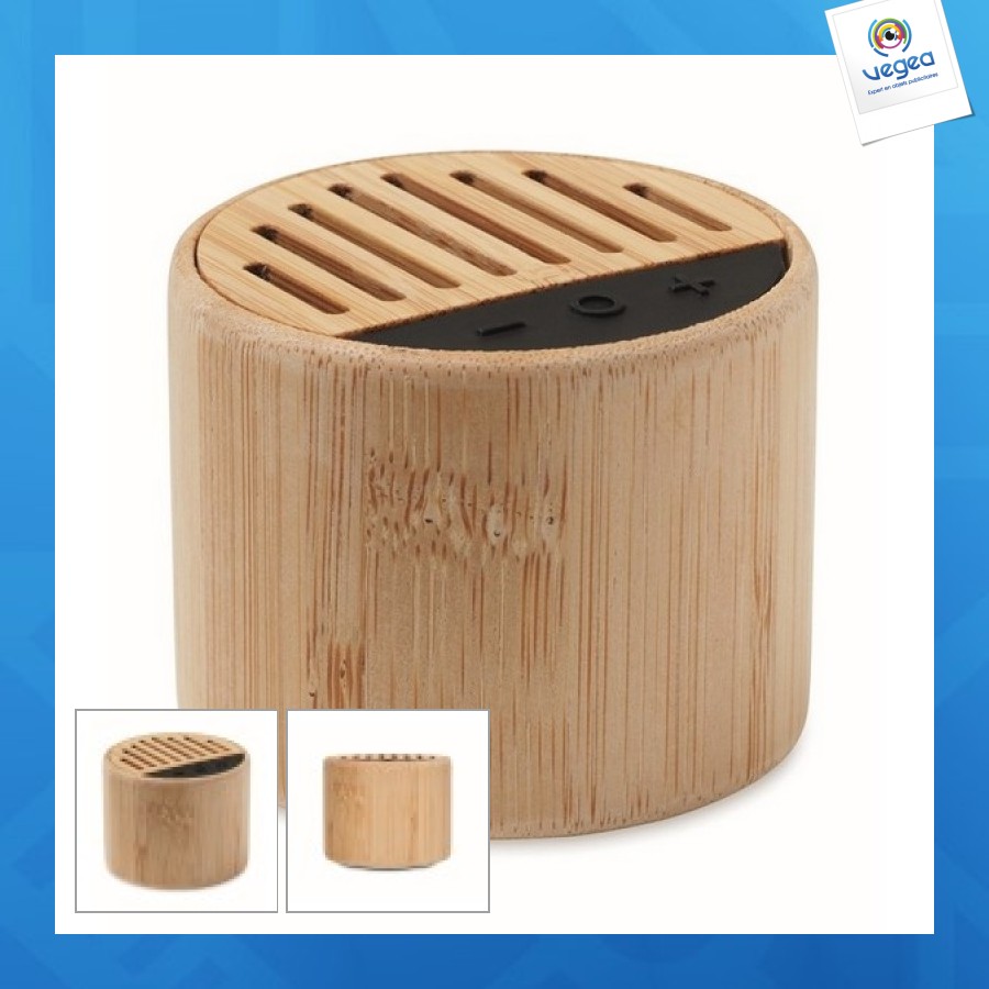 Round lux round bamboo wireless speaker