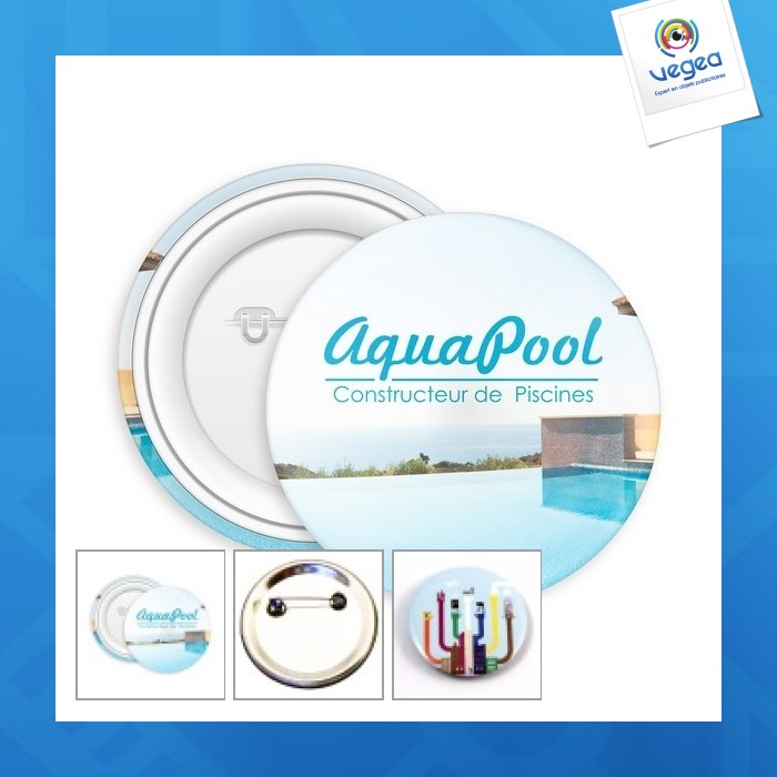 Round metal badge, 25 mm