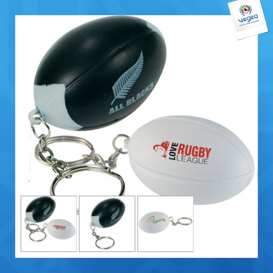 Rugby ball anti-stress keyring