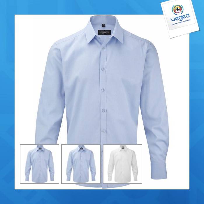 Russell collection men's long sleeve herringbone shirt