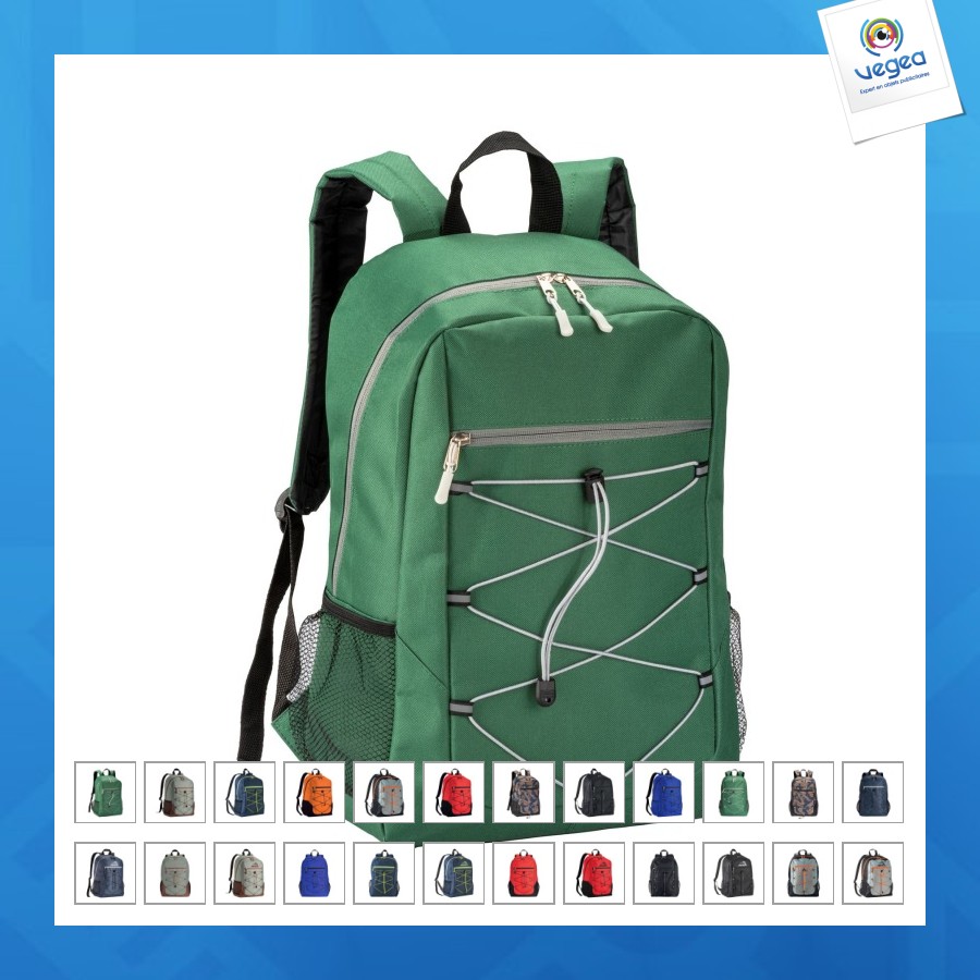 Sac à dos en polyester 600d avec 4 poches dont 2 latérales en filet