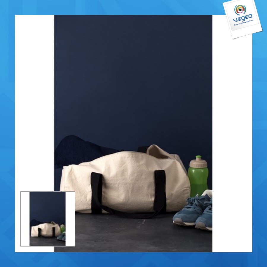 Sac de sport coton 50x25 330g anses bleu