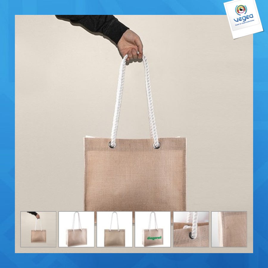 Sac en jute et corde 40x16x32cm
