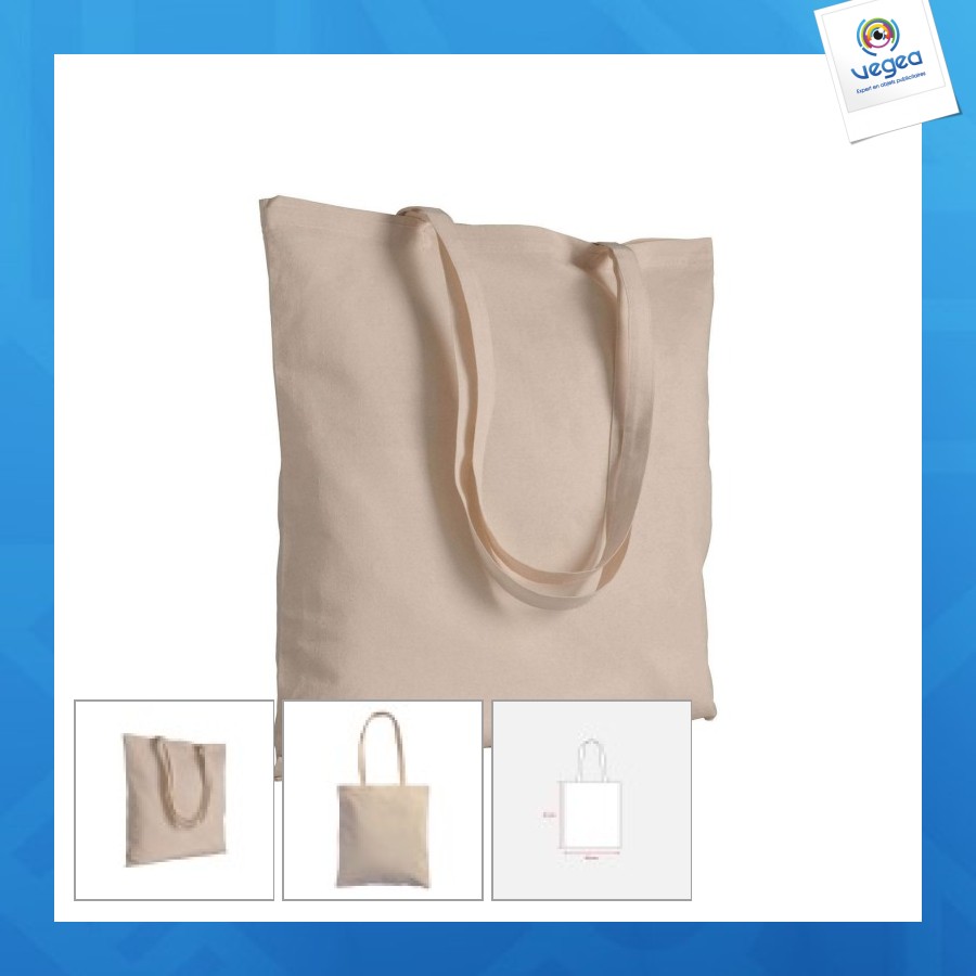 Sac shopping en coton 180g/m² avec anses longues