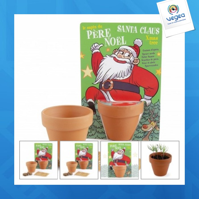 Santa claus and his spruce tree to sow