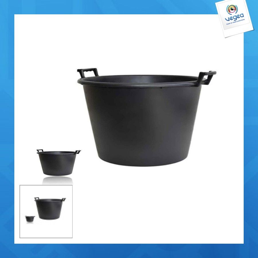 Seau rond avec poignées 130 litres noir