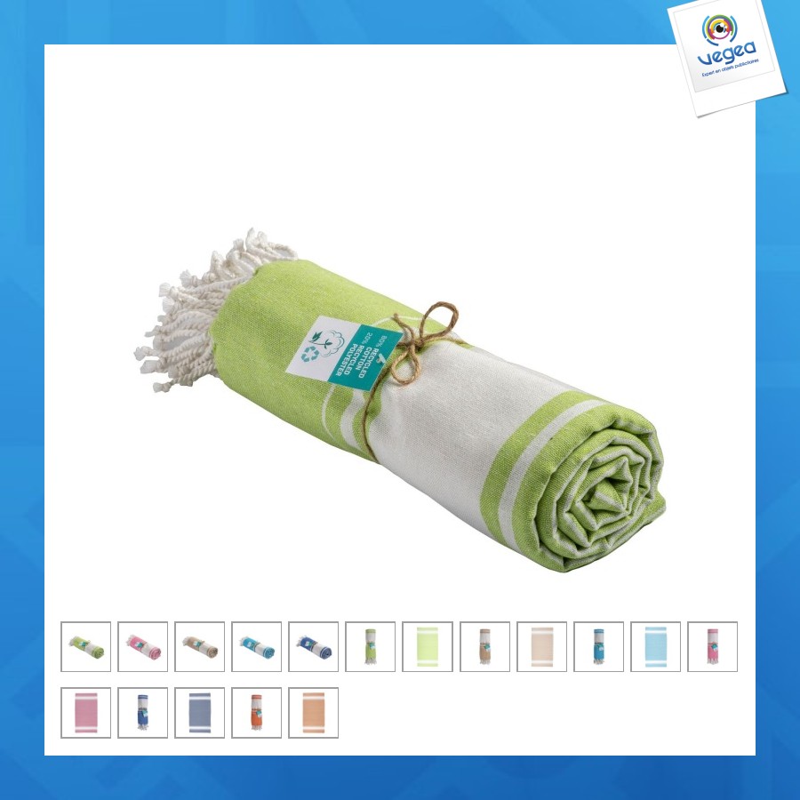 Serviette de plage en coton recyclé 150g/m² certifiée grs