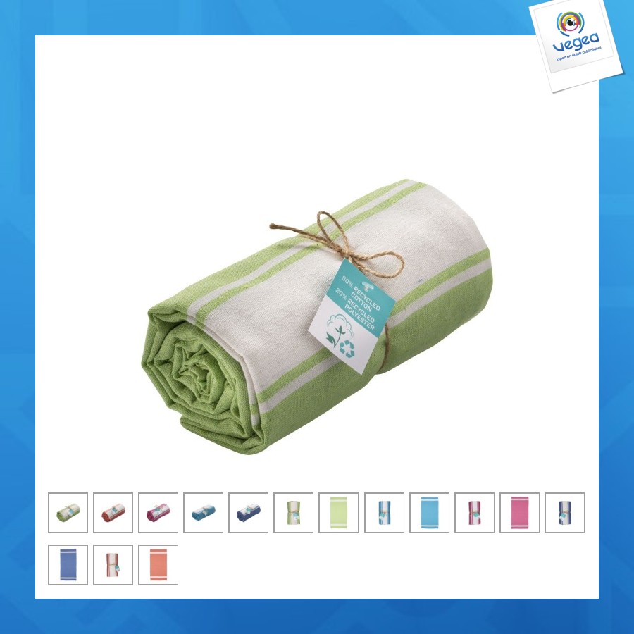 Serviette de plage / paréo en coton recyclé de 140g/m²