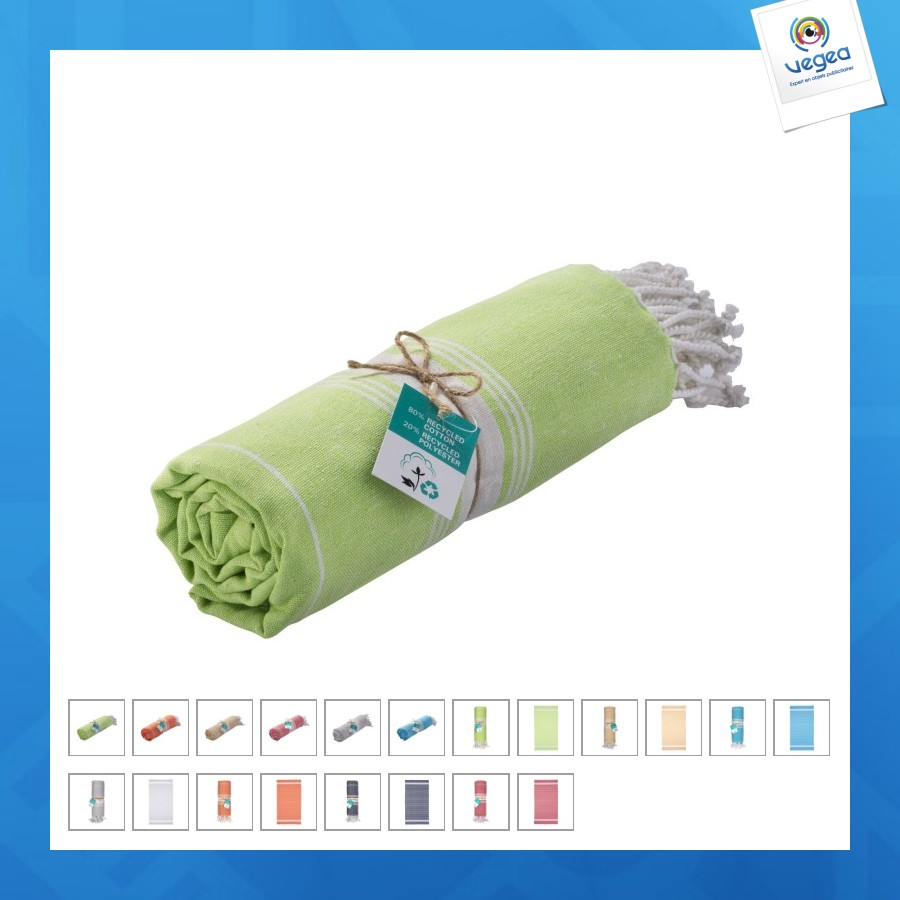Serviette de plage / paréo en coton recyclé de 180g/m²