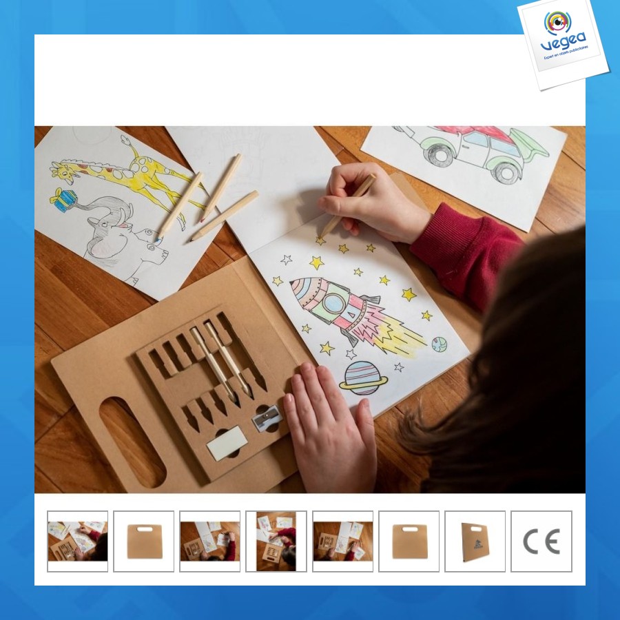 Set à dessin, crayons de couleur, taille-crayon, gomme - legend