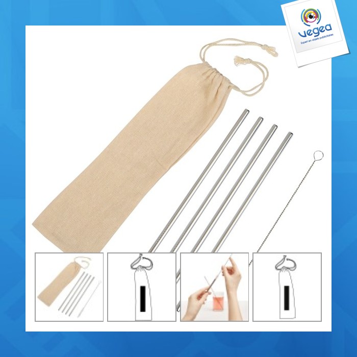 Set of 4 stainless steel straws 
