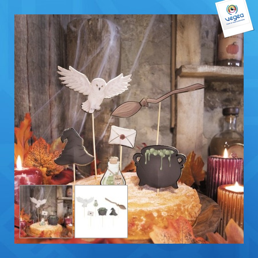 Set of 6 sorcerer's apprentice cake decorations