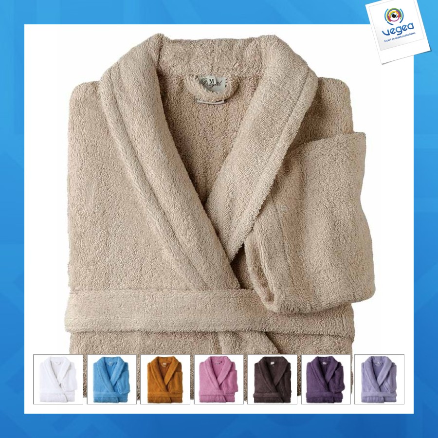 Shawl-collar bathrobe 100% cotton