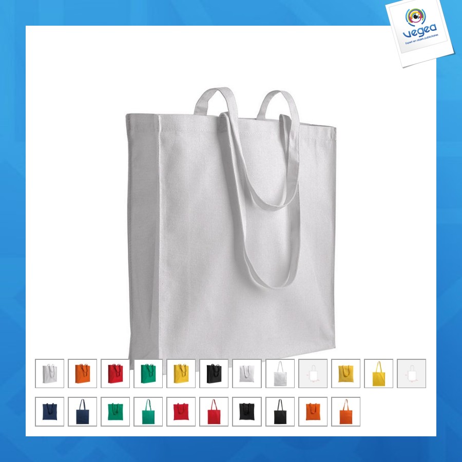 Shopper avec soufflet en canvas 280 gr/m2, anses longues