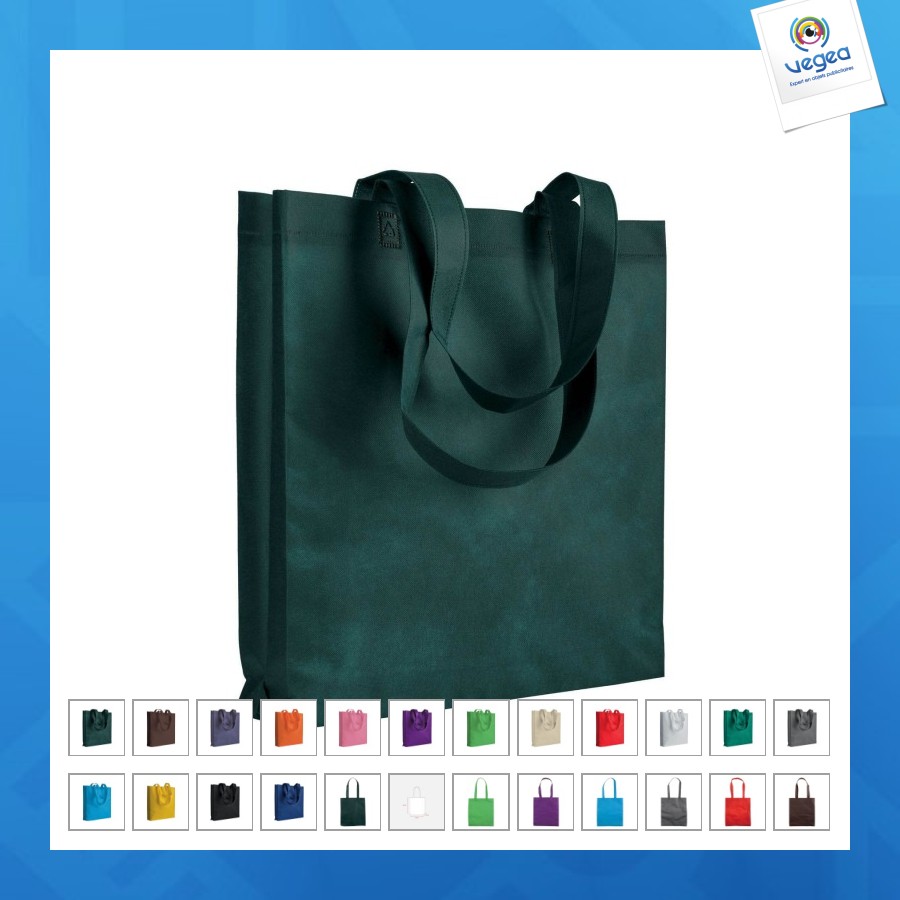 Shopper avec soufflet en tnt 80g/m2 thermosoudé, anses longues