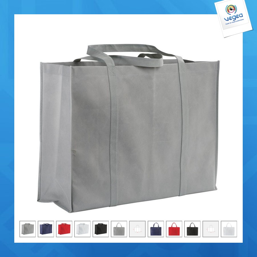 Shopper maxi avec soufflet en tnt 100 g/m2 cousu avec anses longues