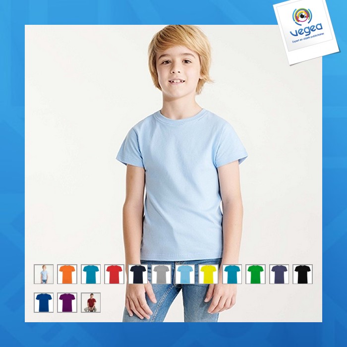Short-sleeved t-shirt with double-layer round neck with elastane beagle (children's sizes)