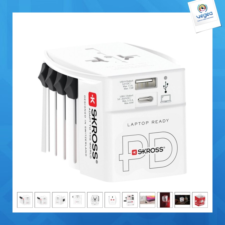 Skross adaptateur de voyage universel muv 65w pd avec usb