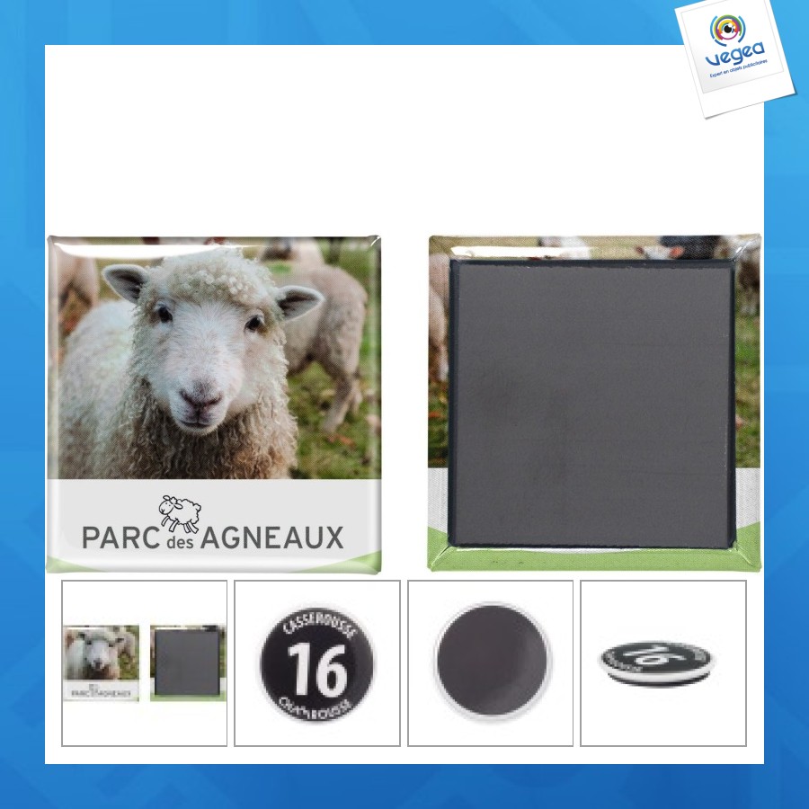 Square button magnet - made in france - 25x25 mm