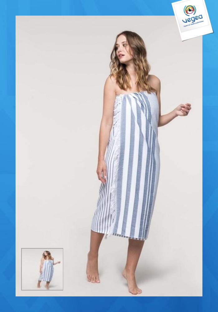 Striped fouta with fringes - kariban