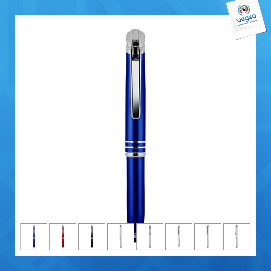 Stylo à bille en aluminium et métal avec lumière et touch screen