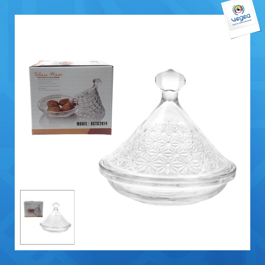 Sucrier, récipient en verre à motif floral 12,5x12