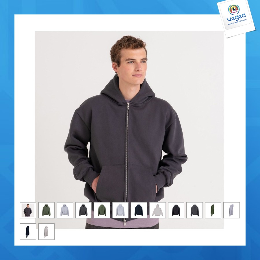 Sweat capuche zippé lourd