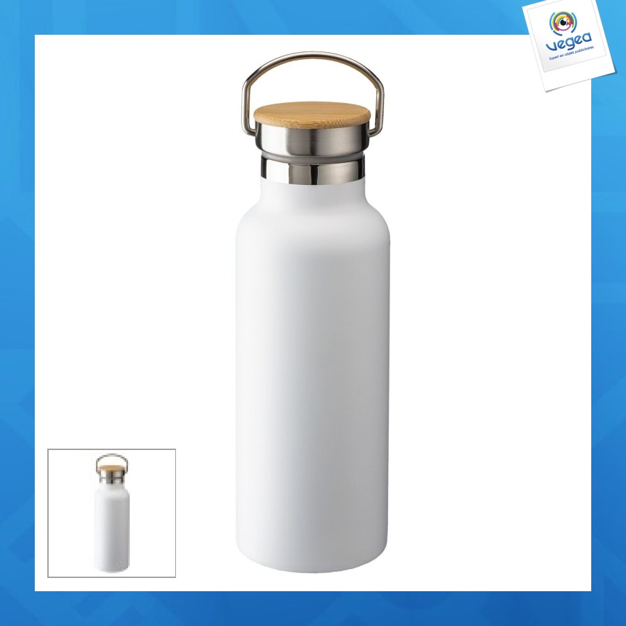 Thermos en acier inoxydable avec double paroi isolante de 500ml avec bouchon en bambou